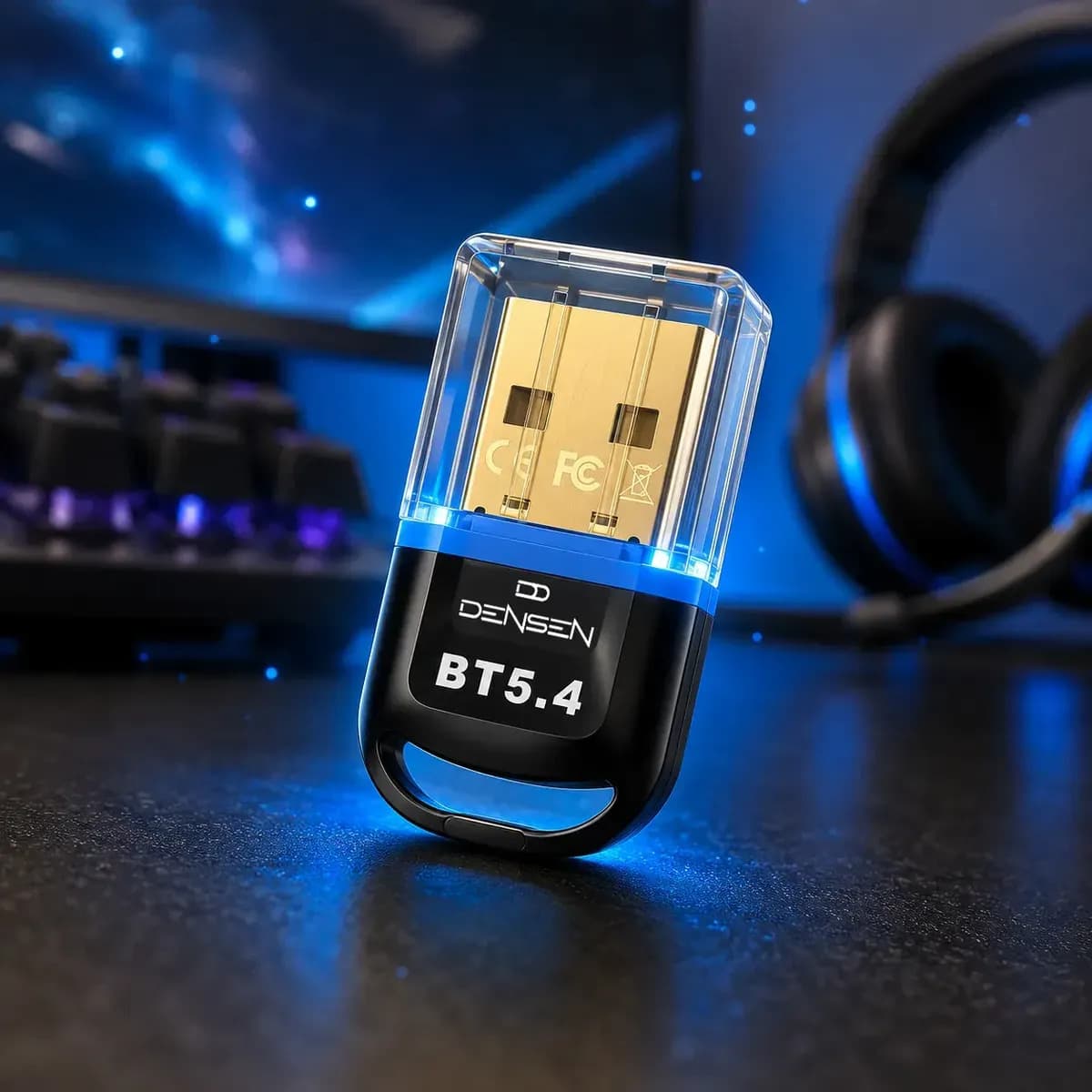 Adaptador Receptor Usb Bluetooth 5.4 Para Pc Computador Até 7 Dispositivos D Densen — foto 1 de 6