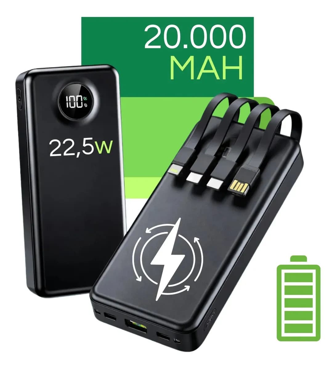 Carregador Portátil Davely Power Bank 20000mAh Turbo para Samsung, iPhone e Xiaomi — foto 1 de 9