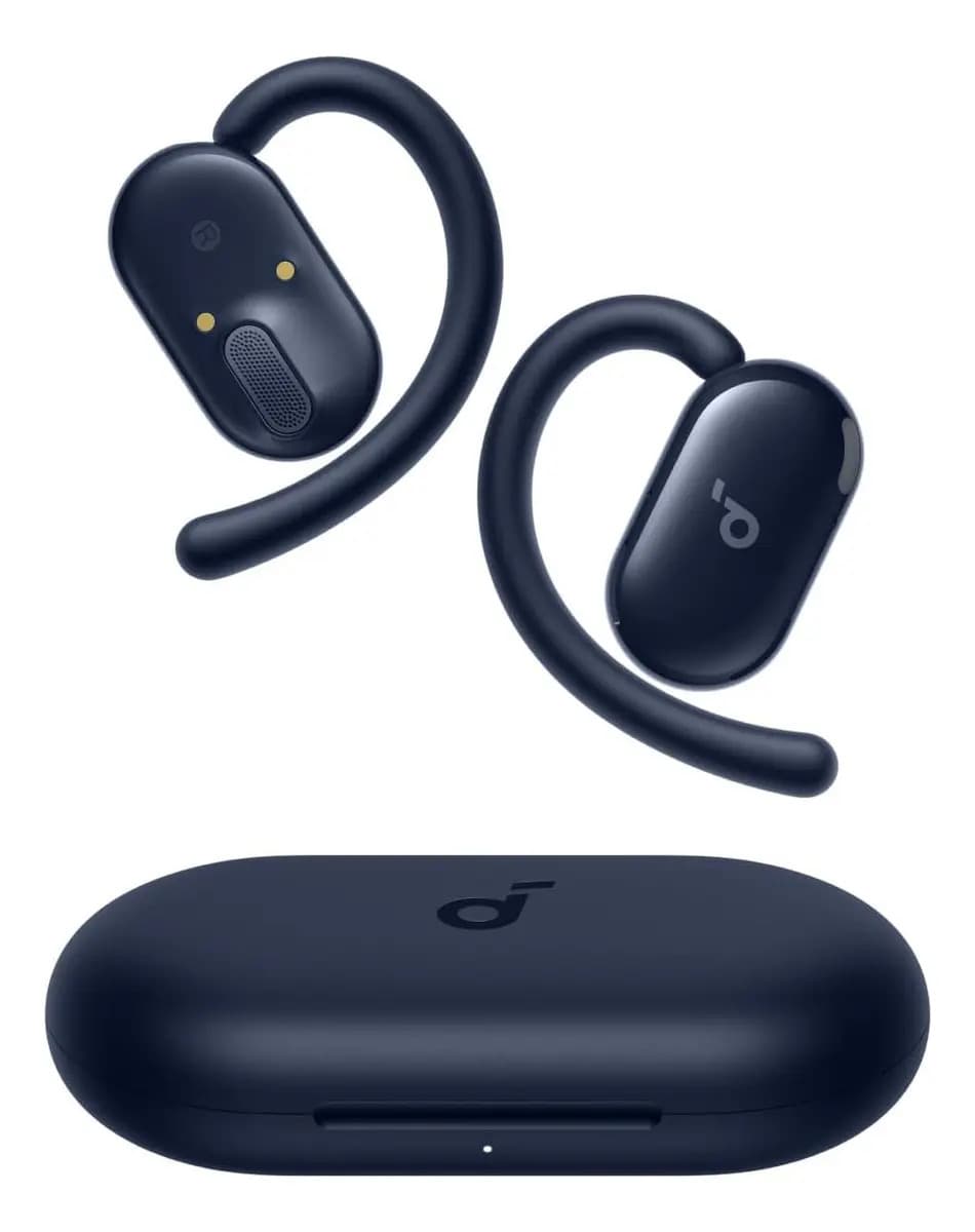 Soundcore V20i da Anker, Fone de Ouvido Bluetooth 5.4 Aberto Esportivo, LED Sincroniza Música, Graves Potentes 4 Microfones, Ganchos Ajustáveis, Confortável, Encaixe Perfeito, IP55 36H, Gamer, Azul — foto 1 de 9