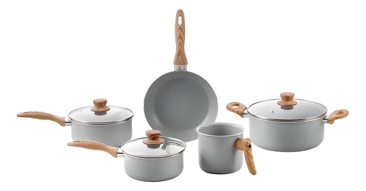 Conjunto De 5 Panelas Gris Brinox Ceramic Life Easy Cinza — foto 1 de 7