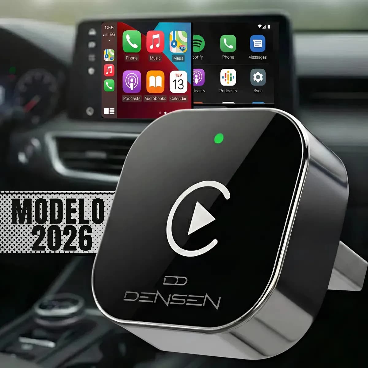 D Densen Carplay Adaptador Sem Fio Car Play Android Auto 2 Em 1 Usb Car Play Wireless Automático — foto 1 de 6