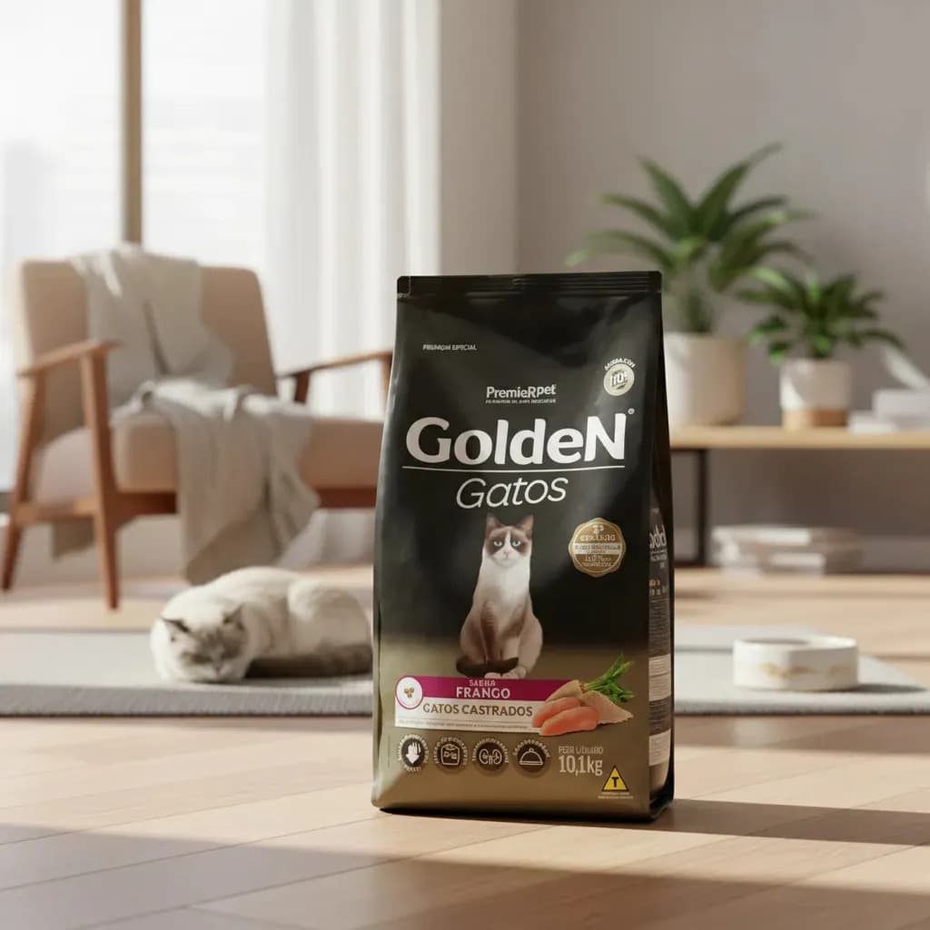 Ração Golden gatos castrados sabor frango 10kg — foto 1 de 6