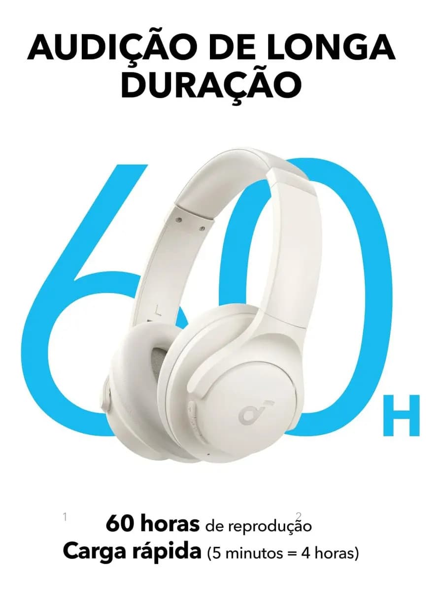 Fone De Ouvido Bluetooth 5.3 soundcore Q11i da Anker, Fone Gamer, Headphone Bluetooth Over-Ear, Graves Profundos, 60H Autonomia, Hi-Res Áudio, Almofadas Removíveis, Conexão Multiponto, Branco — foto 1 de 6