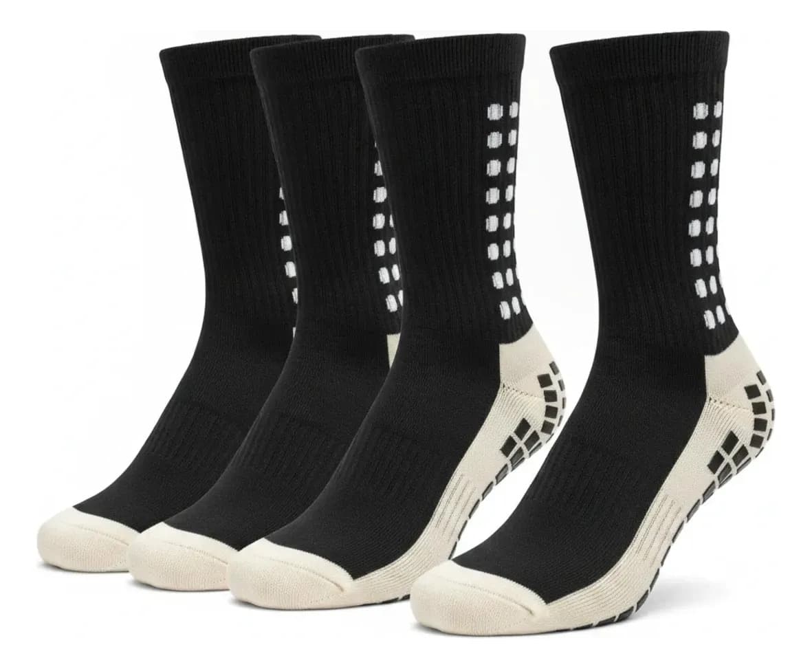 Kit 4 Pares Meias Antiderrapante Esportiva Treino De Futebol Preto 39-46 — foto 1 de 9