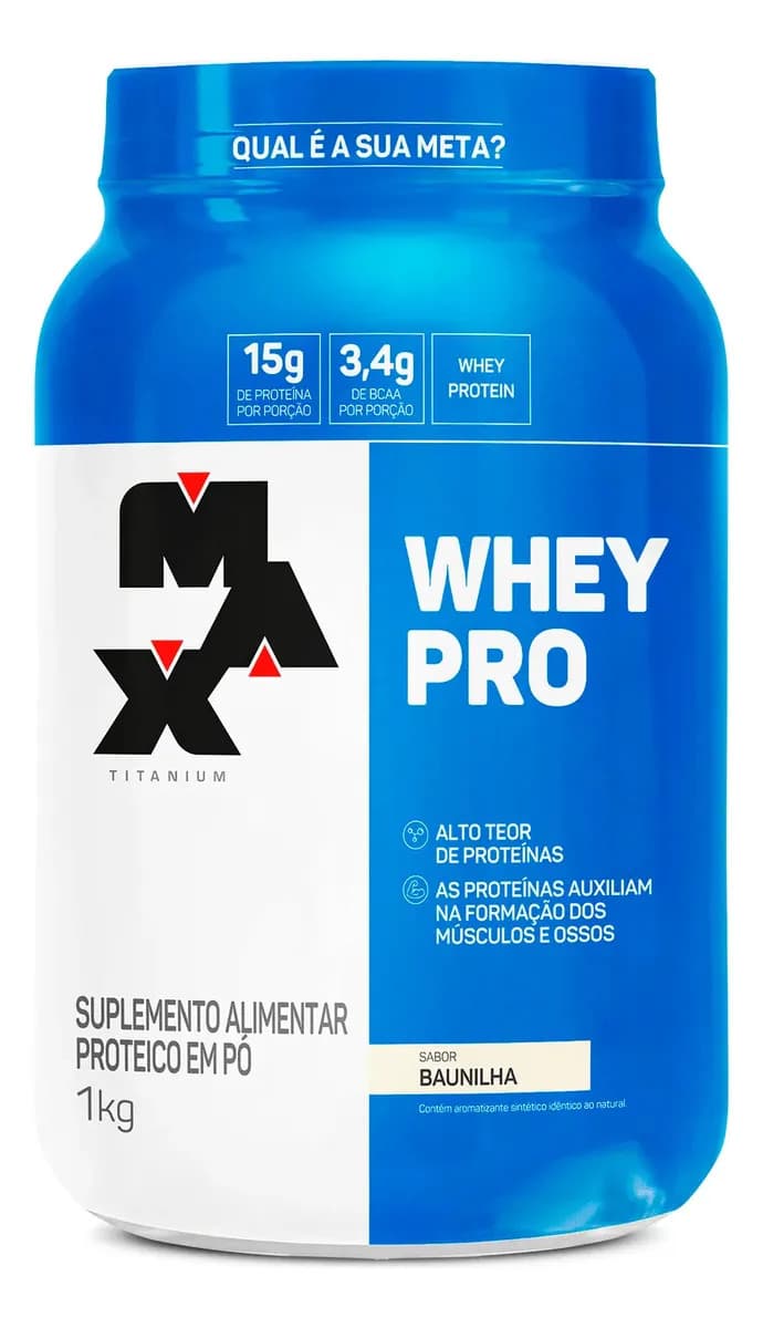 Whey Protein 1kg Whey Pro Max Titanium Sabor Baunilha BCAA e Aminoácidos — foto 1 de 4