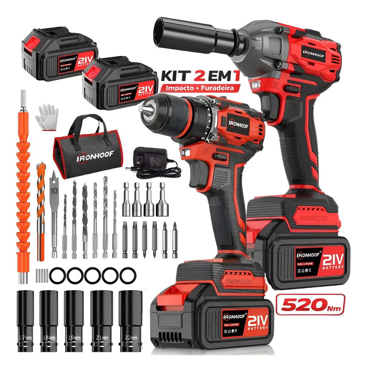 Kit Furadeira E Parafusadeira Chave De Impacto Brushless — foto 1 de 9
