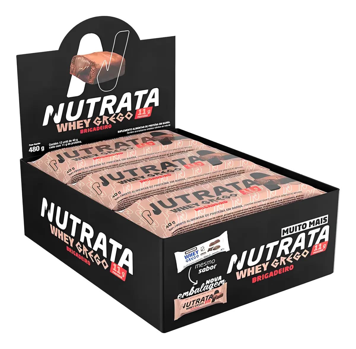 Barra Whey Grego 40g Display com 12 unidades Brigadeiro Nutrata — foto 1 de 6
