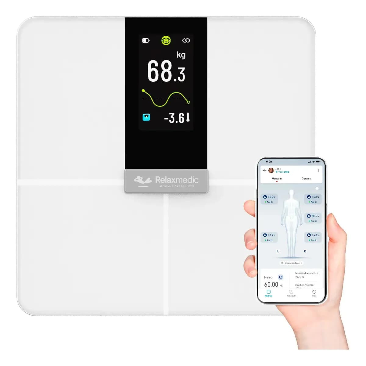 Balança Digital Bioimpedancia Intelligence Wi-fi Relaxmedic Branco — foto 1 de 9