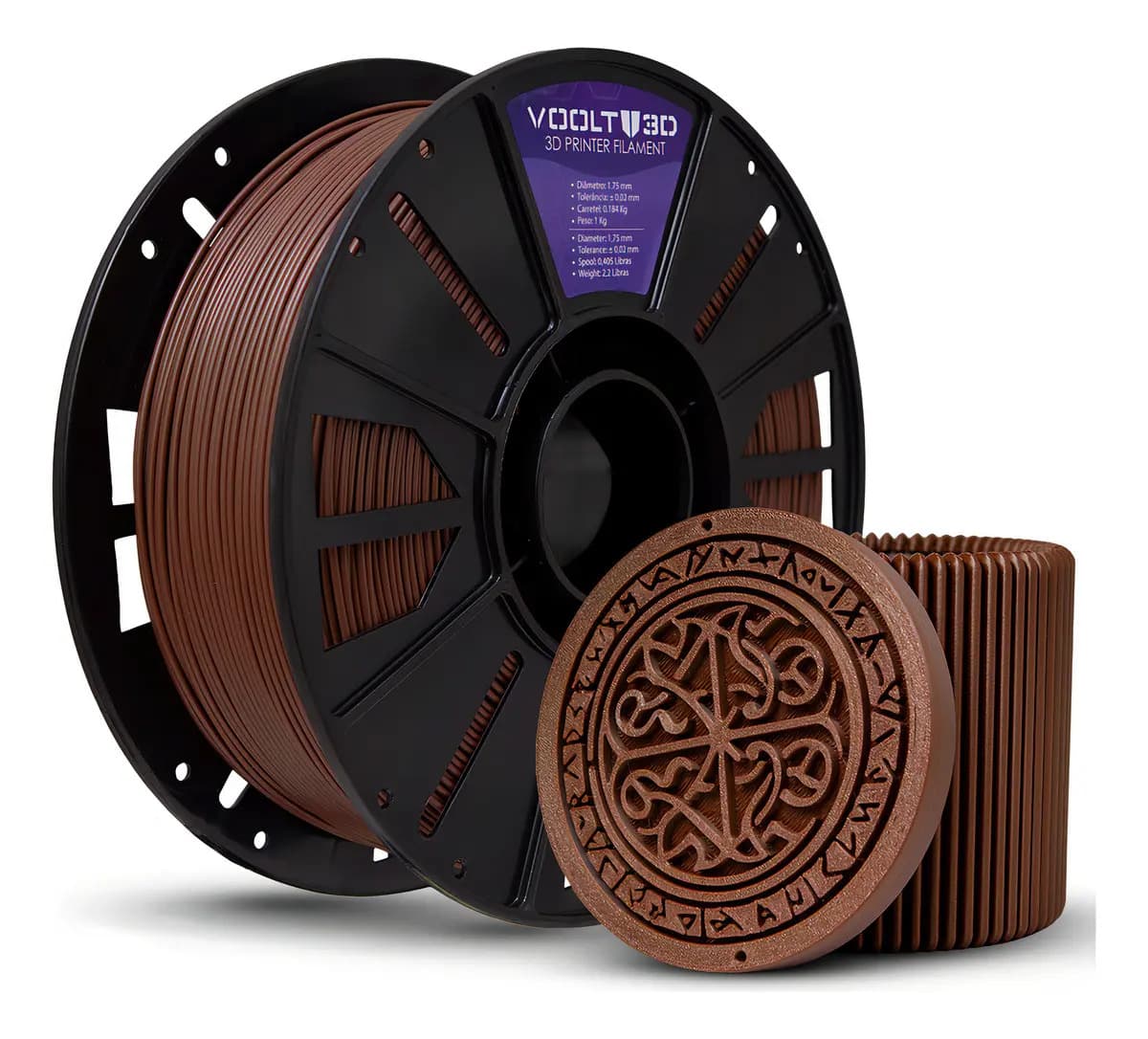 Voolt3D PLA filamento sólido 1kg cor marrom — foto 1 de 4
