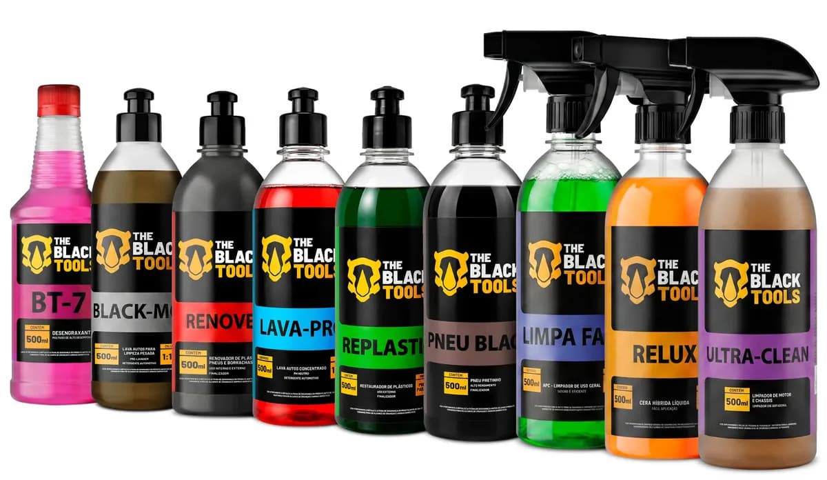 Kit Lavagem Shampoo Cera Desegraxante Automotivo Completo Relux Renove Pneu Black Lava-pro Bt-7 The Black Tools — foto 1 de 11