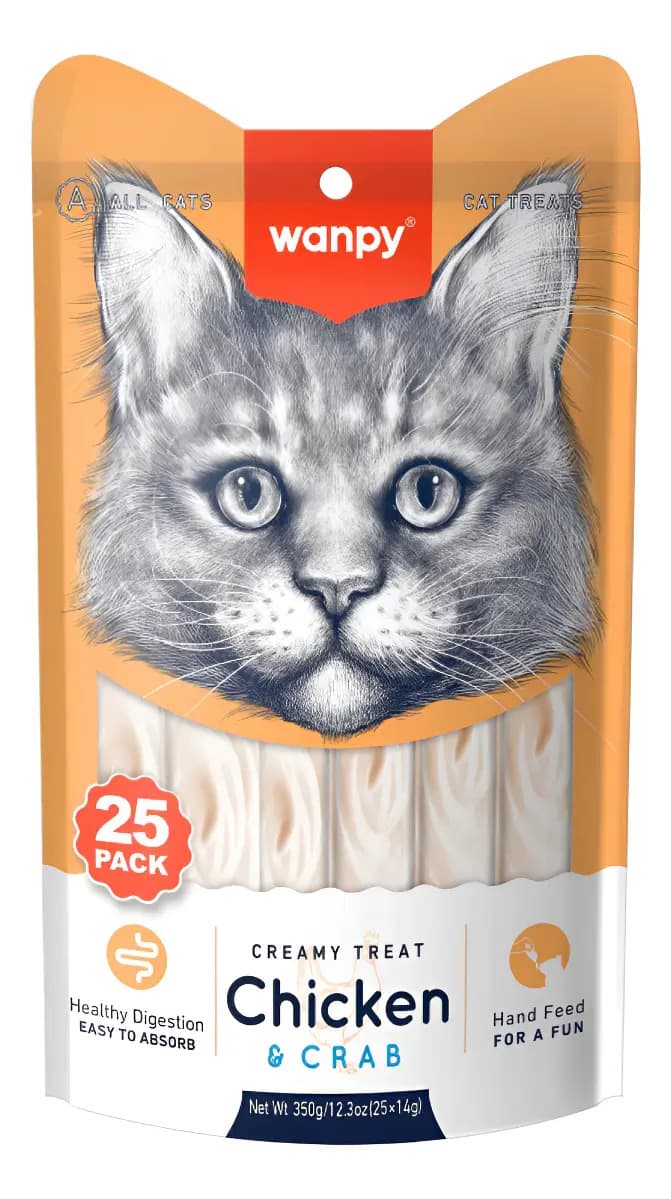 Petisco Gatos Wanpy Truly Creamy Frango E Caranguejo 25un — foto 1 de 3