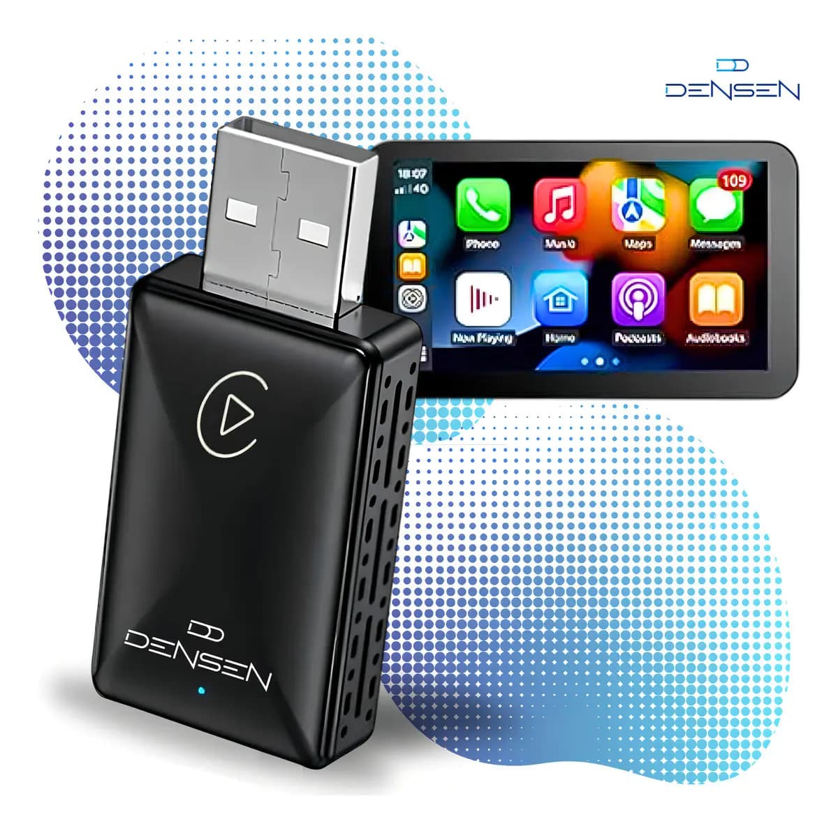 D Densen Carplay Adaptador Sem Fio Car Play Android Auto 2 Em 1 Usb Car Play Wireless Automático — foto 1 de 6