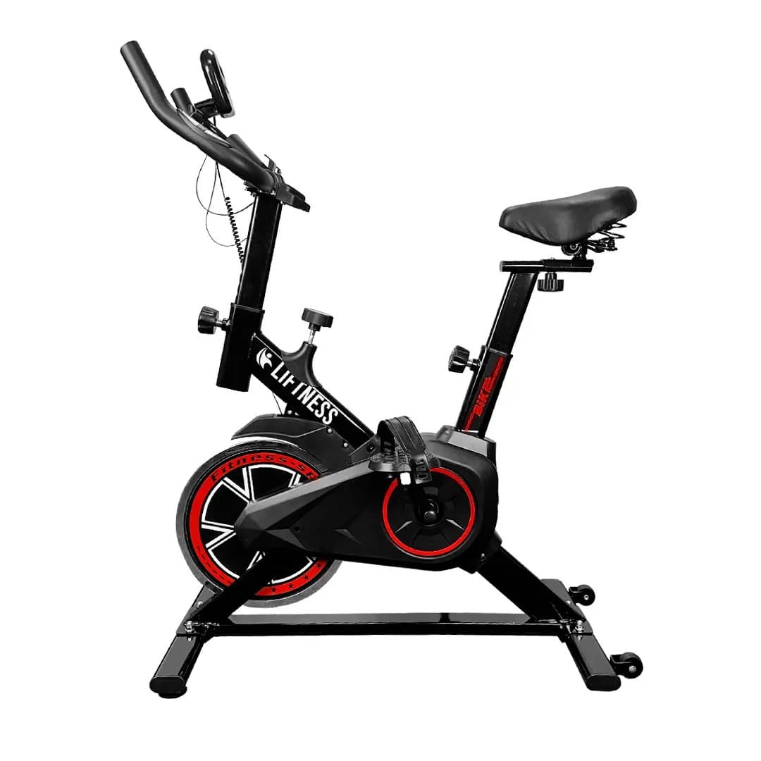 Bicicleta Ergométrica Bike Spinning Sensação Inércia Com Medidor Cardíaco Fitness Preto e Vermelho Liftness Para Cardio E Musculação — foto 1 de 11