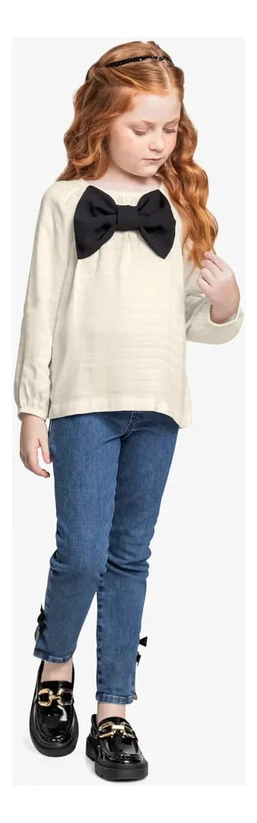 Conjunto Bata Com Calça Jeans Trick Nick Bege — foto 1 de 6