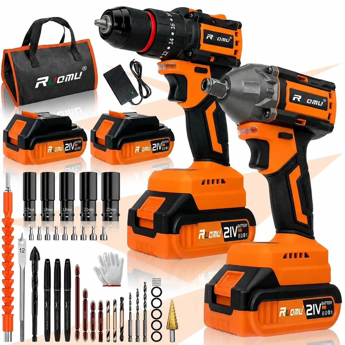 Kit Furadeira Parafusadeira Chave De Impacto Brushless 21v 2 Baterias — foto 1 de 10
