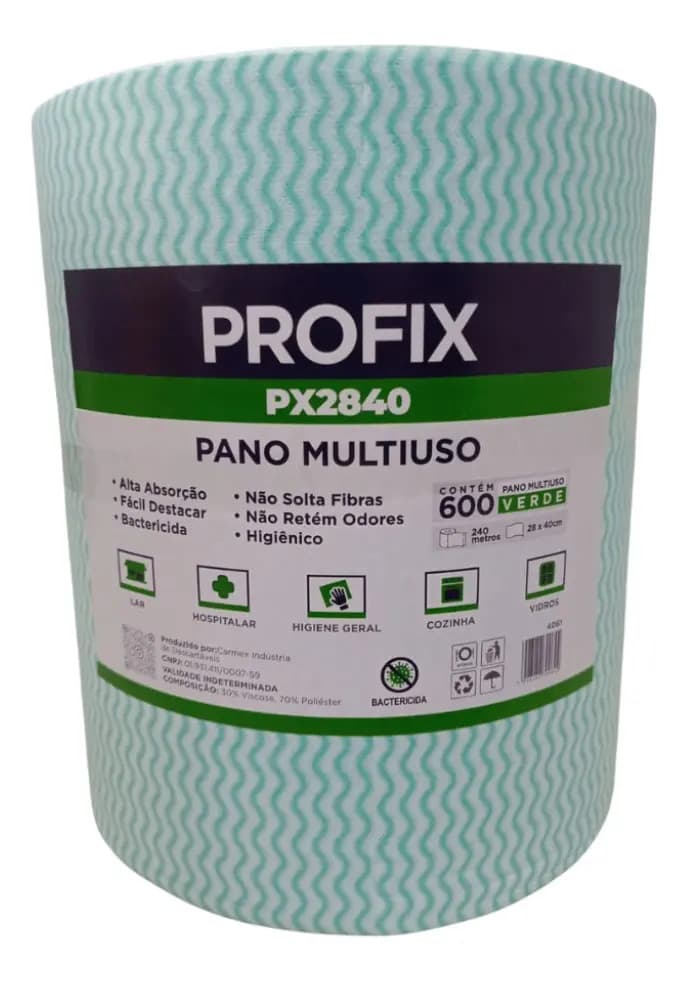 600 Panos Limpeza Multiuso Rolo Bobina 28cmx240m Profix Cor Verde — foto 1 de 7