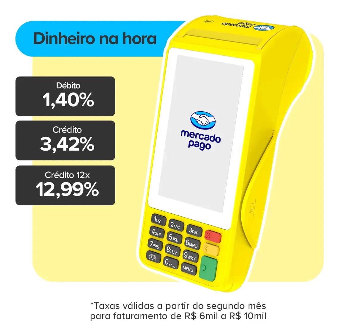Maquininha De Cartão Pro 3 Mercado Pago Point Amarela Claro 4g/Wifi/Nfc — foto 1 de 5