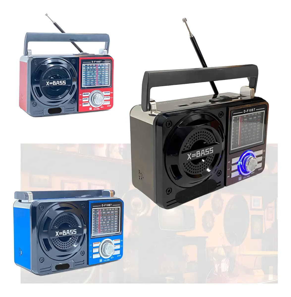 Rádio Retrô Bluetooth VTR ELETRONICS D-F10BT Vintage Vermelho 10W RMS USB SD — foto 1 de 7