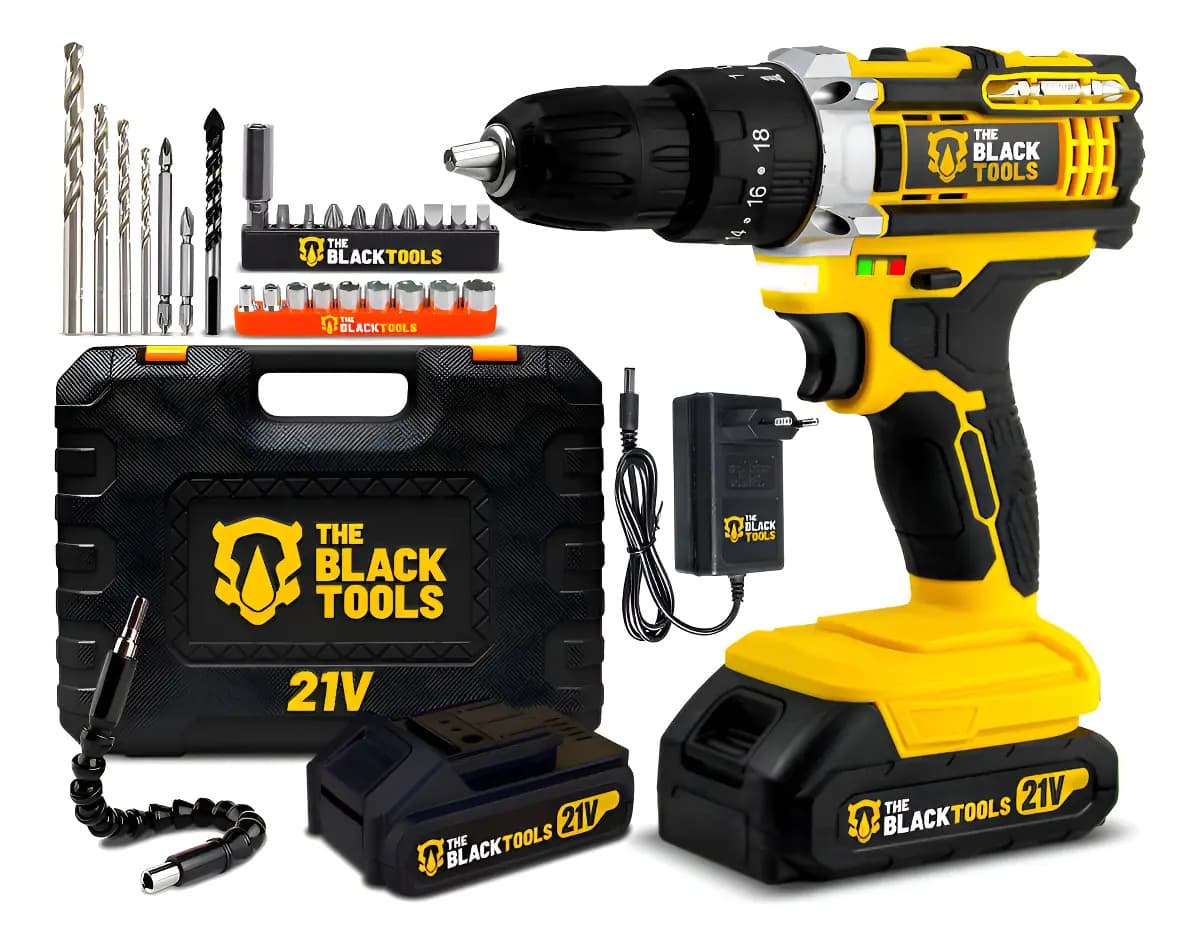 Parafusadeira Furadeira De Impacto The Black Tools Profissional TB-21PX 2 Baterias Com Maleta 60Hz Amarelo — foto 1 de 9