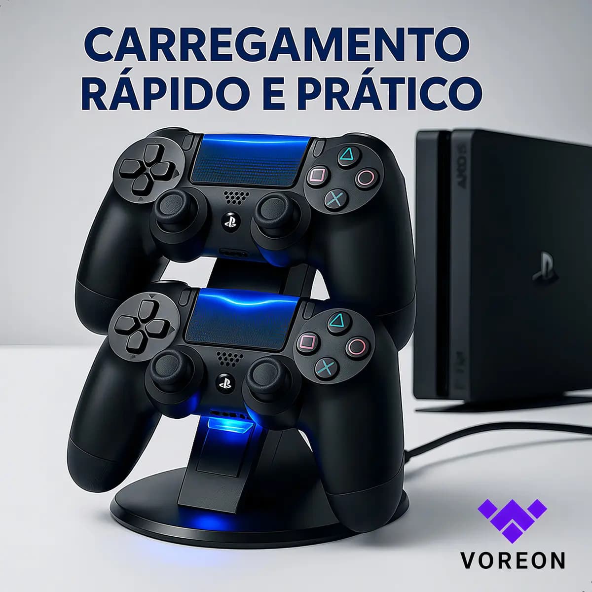 Suporte Base Carregador Controles Compatível com Playstation PS4 Base De Carregamento Gamer Ps4 Estação Indicador Inteligente Compatível V1 V2 Pro E Slim Base Antiderrapante - Marca Voreon — foto 1 de 6