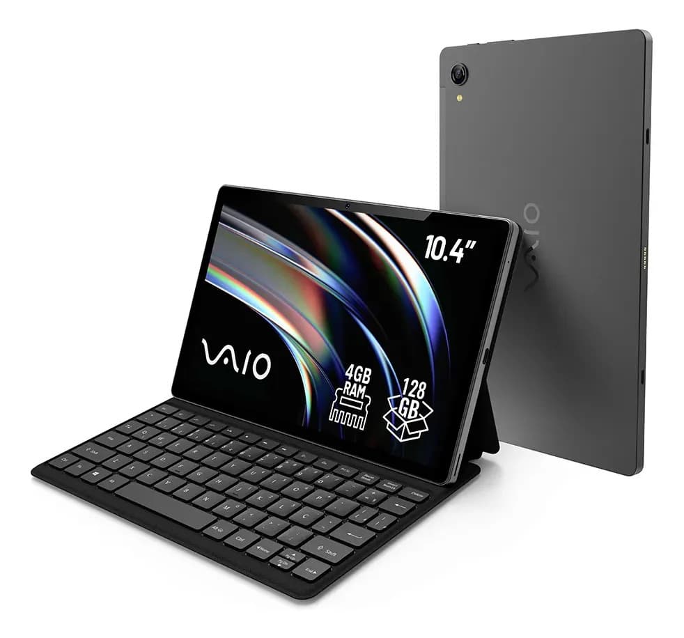 Tablet VAIO TL10 4GB RAM 128GB Octa-Core, Tela 10.4” 2K, 4G WiFi Dual Band, Câmera 8MP + Selfie 5MP, 7000mAh, Android 16, com Teclado Magnético de Conexão Inteligente – Preto — foto 1 de 12