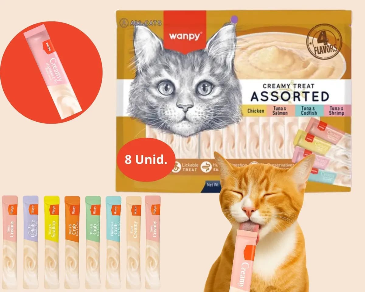 Petisco Cremoso Wanpy Truly Creamy Para Gatos, Pack com 8 Unidades Sortidas de 14g — foto 1 de 5