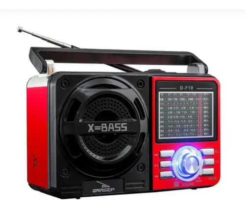 Rádio Retrô Vintage Genegico Bluetooth Usb Cor Vermelho Portátil — foto 1 de 10