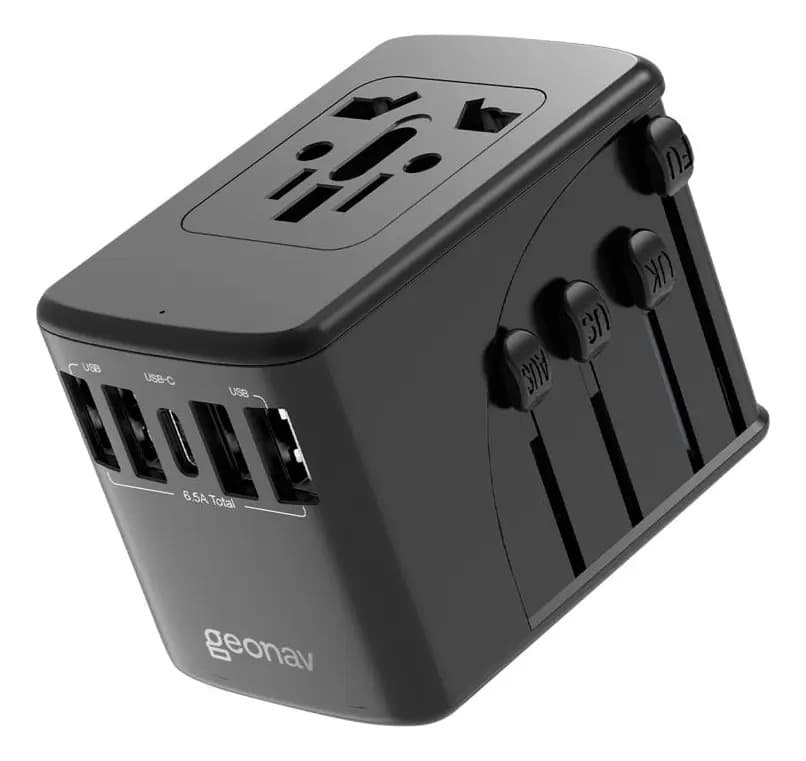 Carregador Adaptador De Viagem 4 Usb+1 Usb-c Geonav Tlch65bk Cor Preto — foto 1 de 7