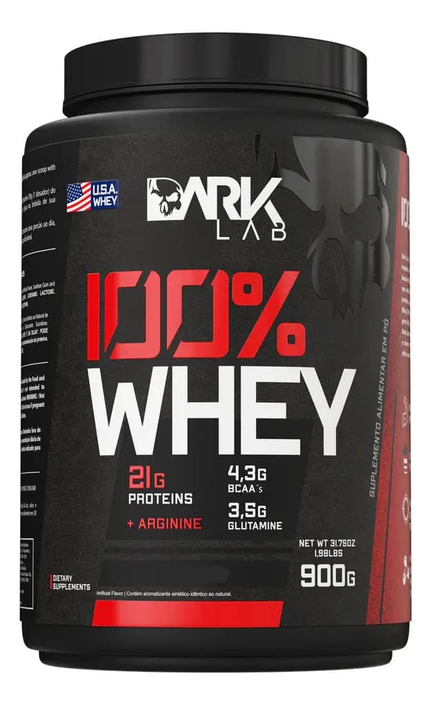 100% Whey Protein 900g Sabores - Dark Lab Sabor Cookies — foto 1 de 4