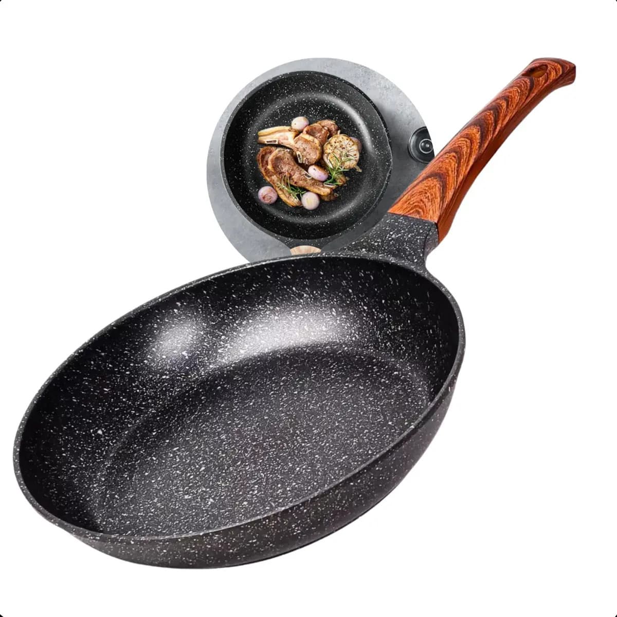 Frigideira Cerâmica Antiaderente Grande 24cm Para Fogão A Gás Indução Cooktop Panela Frita Sem Óleo Não Gruda Profissional Moderna Mix — foto 1 de 9