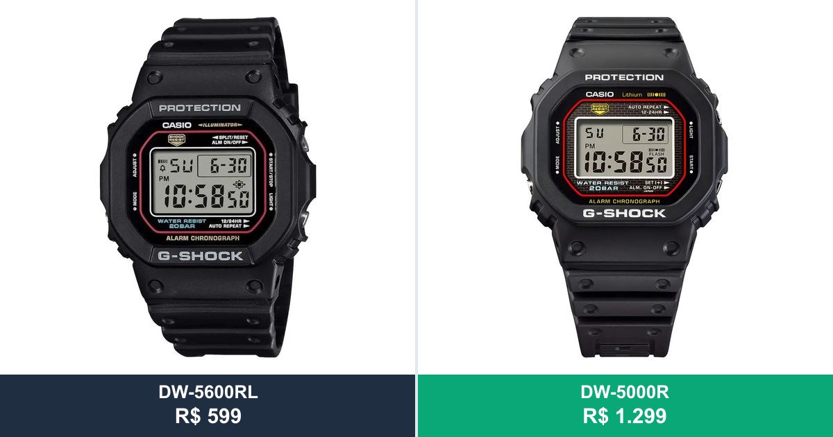 Casio DW-5600RL vs. DW-5000R: qual vale mais a pena?