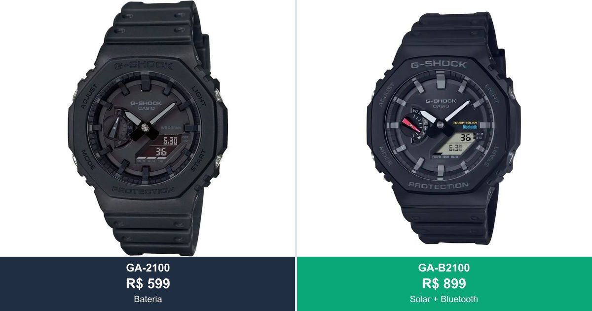 GA-2100 vs. GA-B2100: qual G-Shock vale mais a pena?